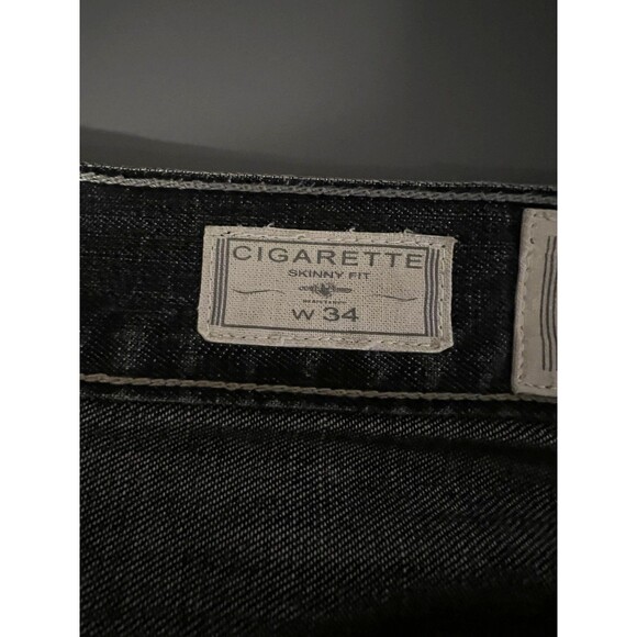 AllSaints Jeans Mens W34 Blue Denim Cigarette Skinny Fit Stretch Button Fly - Picture 9 of 14